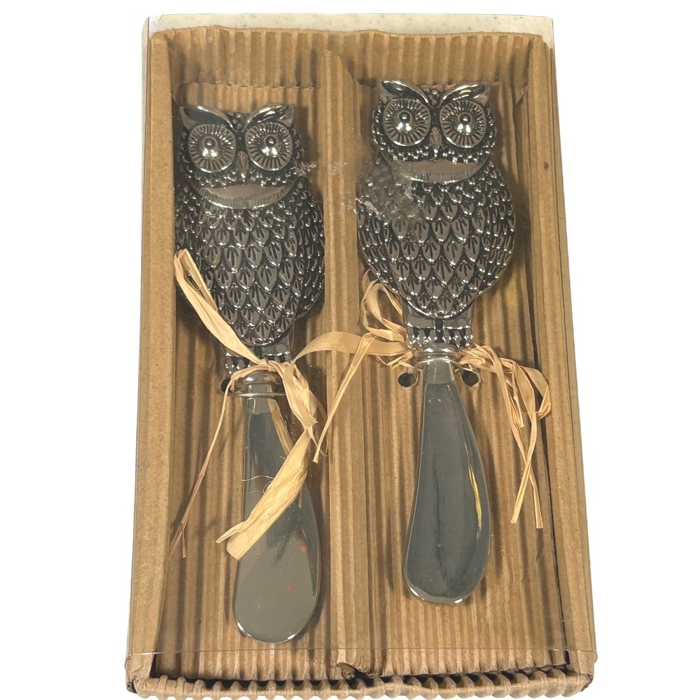 Thirstystone Owl Decorative Spreaders Set of 2 Silver Tone Zinc Alloy N181 IOB
